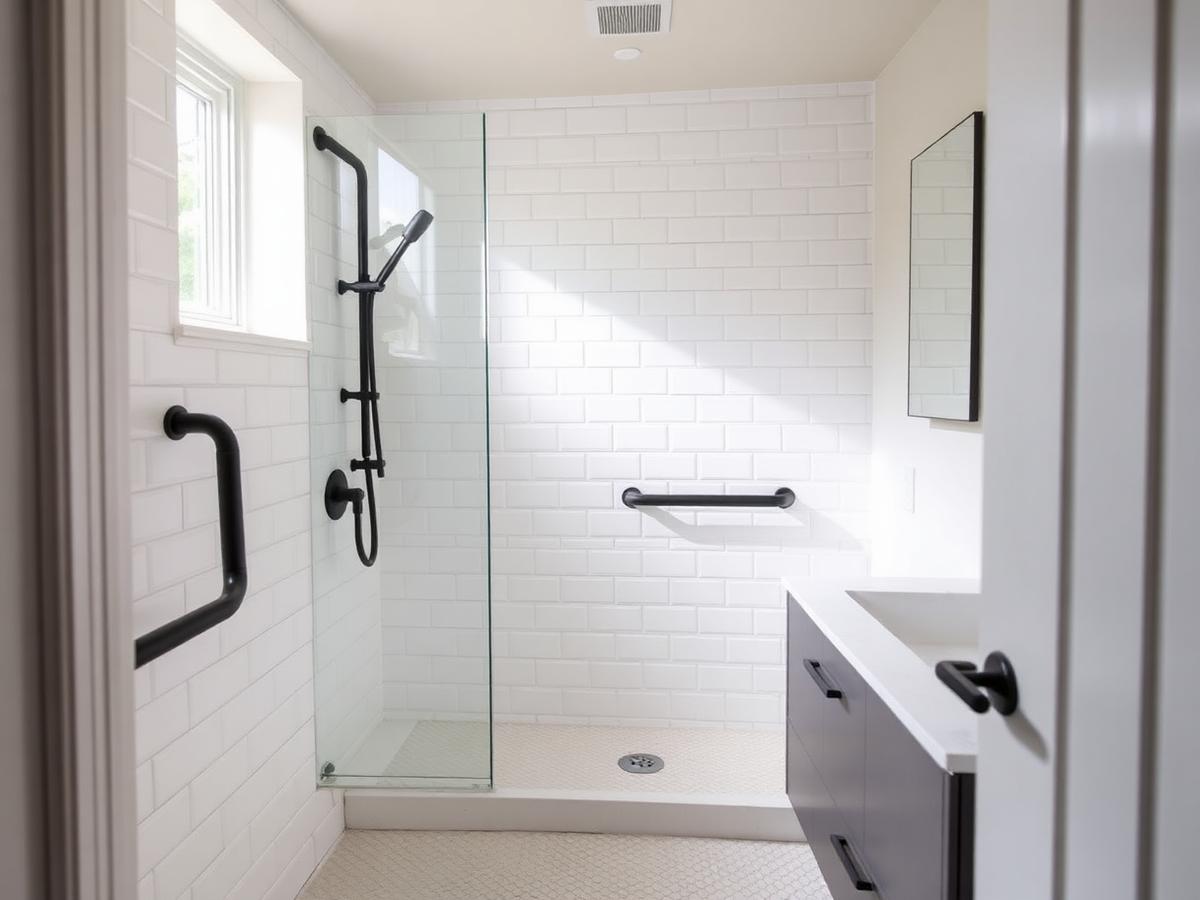 Finished bathroom with tiled walk-in shower